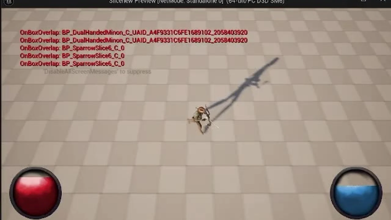 Ranger combat prototype in Unreal Engine with health and mana indicators